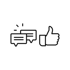 likes with comment icon solid symbol. Approve symbol in dialog forum community. social media equipment sign for give positive feedback and like. Vector illustration. Design