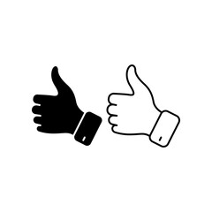Thumb up icon. Approval Thumbs in solid, silhouette, outline and line stroke trendy style symbol. Give like, positive feedback, appreciate sign. Vector illustration. Design