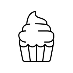 Cupcake icon line. simple birthday cake. tasty muffin cream cake. sweet snack, dessert and pastry symbol. Confectionery creamy bake. Vector illustration. Design