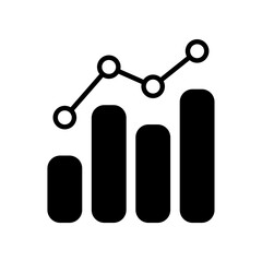 Analytic icon solid. Combo Bar chart static analyzing. Profit financial graph in progress monitoring. Data statistic infographic. Vector illustration. Design