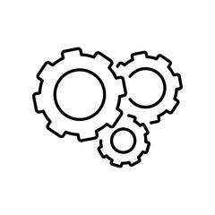 Gear icon, Engineering Cogwheel line. Machine industry, industrial mechanics technical. Setting management symbol. Construction factory equipment. Vector illustration Design