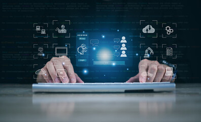 Business chat using robots as communication tools. Use artificial intelligence commands and create prompts. Control industries, enterprises, e-commerce, and organizations. Internet services