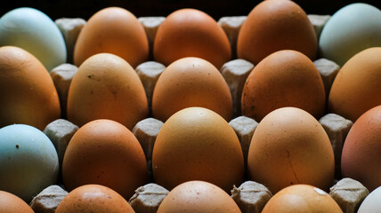 chicken  eggs in cardboard 
