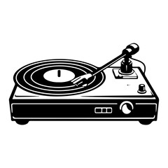 record player, Vintage turntable. Record player vinyl record. Music, song symbol. Hand-drawn sketch vector illustration.