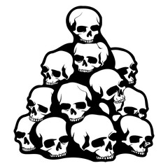 pile of skulls, A pile of skulls human skulls with many shaped ,hand drawing vectors art lines, 