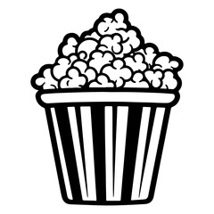 Doodle Popcorn, Hand drawn cartoon illustration of food in cinema. American symbol of snack in doodle style. 
