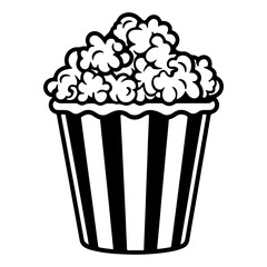 Doodle Popcorn, Hand drawn cartoon illustration of food in cinema. American symbol of snack in doodle style. 
