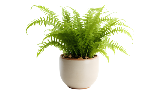 Nephrolepis exaltata, Plante en pot avec transparence sans background