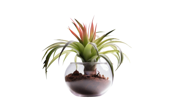Broméliacées (Bromeliaceae), plante en pot avec transparence sans background