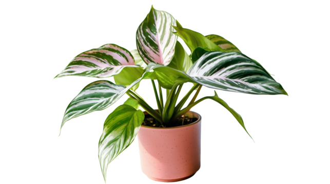 Aglaonema modestum (Chinese Evergreen), plante en pot avec transparence sans background