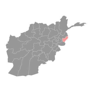 Kunar province map, administrative division of Afghanistan.