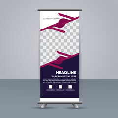 creative  modern vector business roll up banner with purple shapes