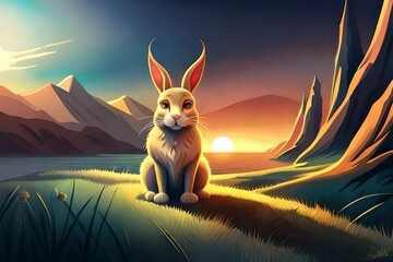 cute cartoon bunny.AI generated