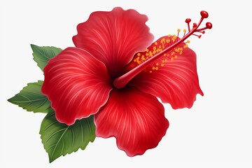 isolated red hibiscus flower on transparent background. Generative AI - obrazy, fototapety, plakaty