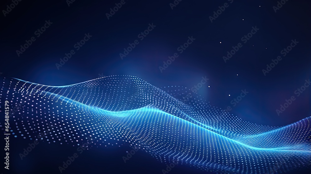 Aufkleber Abstract digital background with a gradient texture of blue waves of light on a screen Created using AI technology and big data Rendered in 3D