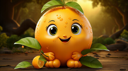 orange fruit character HD 8K wallpaper Stock Photographic Image - obrazy, fototapety, plakaty