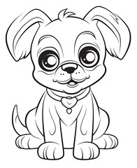 Naklejka premium Black and white illustration for coloring animals, dog.