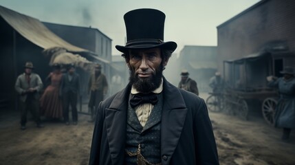 Portrait of empancipator Abraham Lincoln.generative ai
 - obrazy, fototapety, plakaty