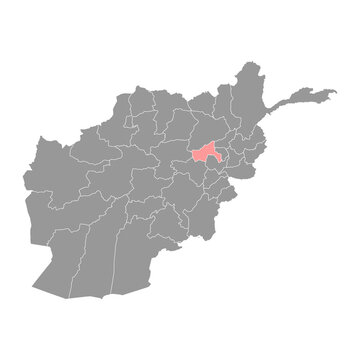 Parwan province map, administrative division of Afghanistan.
