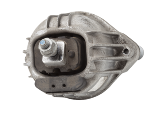 Metal bracket - a supporting part or structure used to mount car elements on a white isolated background in a photo studio. Spare parts for replacement or sale in a car service.