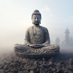 elegant buddha statue religion faith statue sculpture, Generative AI