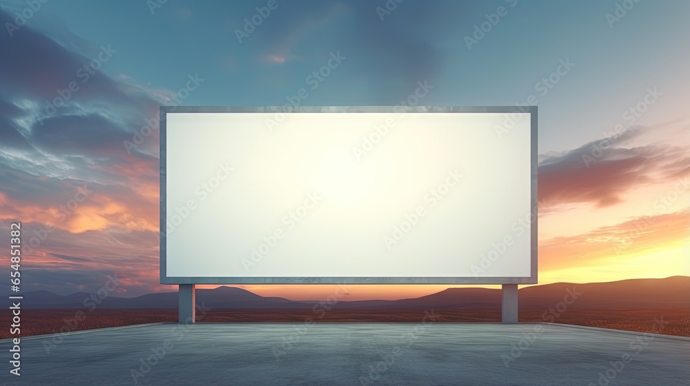 Poster empty billboard at sunset ideal for ads abstract backdrop 3d illustration