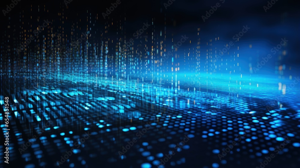 Aufkleber Digital 3D representation of data flow with big data and binary code