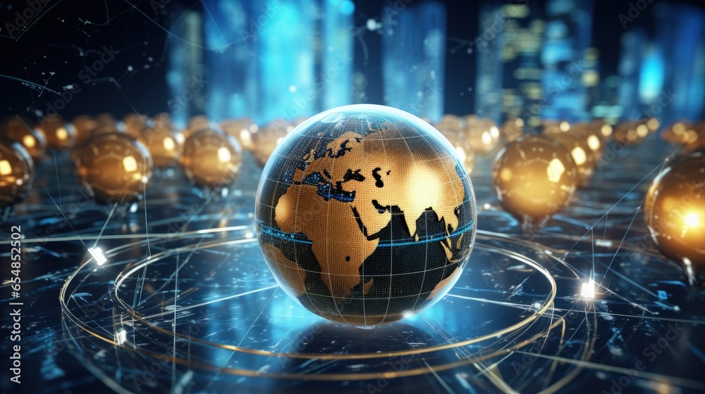 Aufkleber global financial network for communication business finance banking internet connection data exchang
