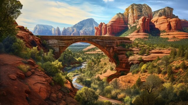 Awe inspiring view of Devil s Bridge and beyond in Sedona Arizona USA