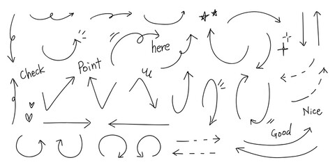 手書き矢印とあしらいセット POP広告用