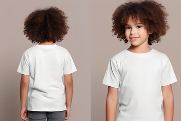child wearing plain t-shirt for mockup template - obrazy, fototapety, plakaty