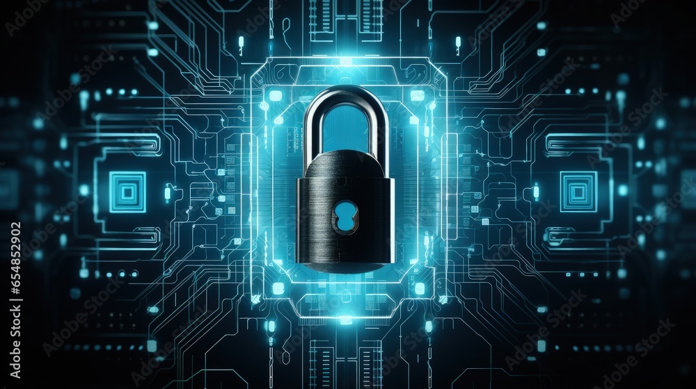 Poster digital screen locked with contrast illustrated in 2d for security concept