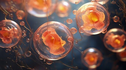 3D rendering of cellular therapy using stem cells - obrazy, fototapety, plakaty