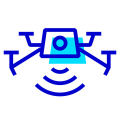 ドローン、電波、無線、リモートを表す2色スタイルのアイコン