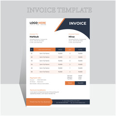 Professional and modern invoice template design,
Corporate Invoice Design, Creative invoice template vector, Business Invoice template,