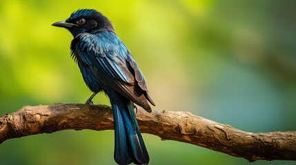 Fototapeta premium Drongo bird on tree branch in Bondla wildlife sanctuary Goa India