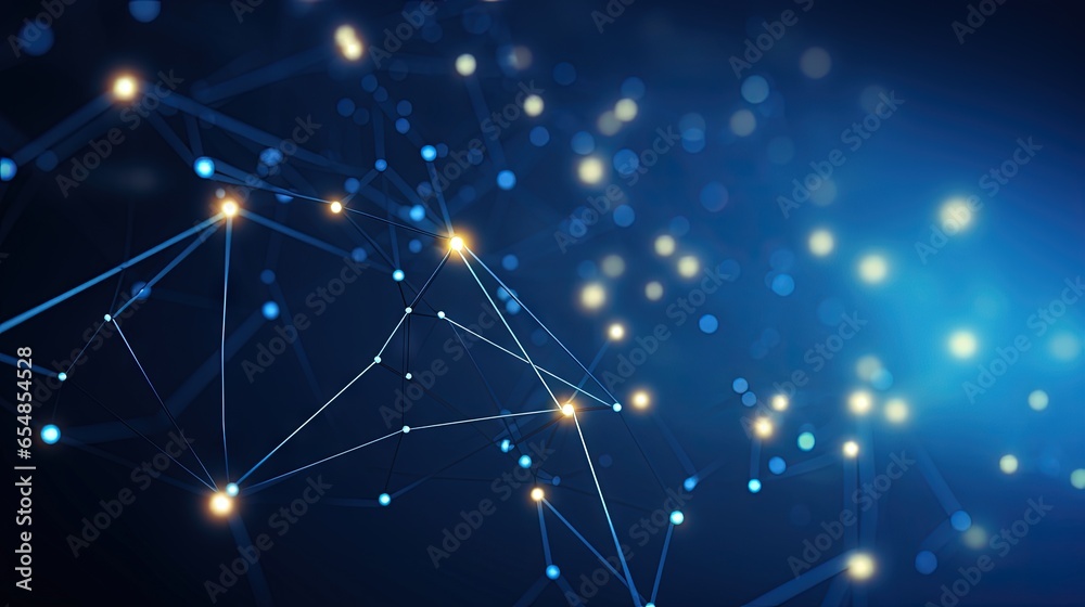 Aufkleber Blue background with interconnected lines and dots symbolizing communication and technology