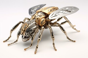 elaborate insect design in metallic shade. Generative AI