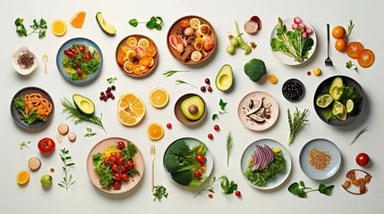 Deurstickers Assorted healthy food for a diet friendly dinner top view © vxnaghiyev