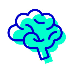 AI、脳を表す2色スタイルのアイコン