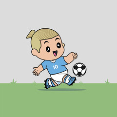 VECTOR DESIGN OF CHILDREN WEARING BLUE JERSEY. ENGLAND CLUB FOOTBALL TEAM. CHILDREN PLAY FOOTBALL