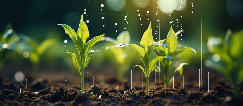 Precision agriculture 4 0 IoT enabled smart farming for growing corn seedlings with infographics with copyspace for text