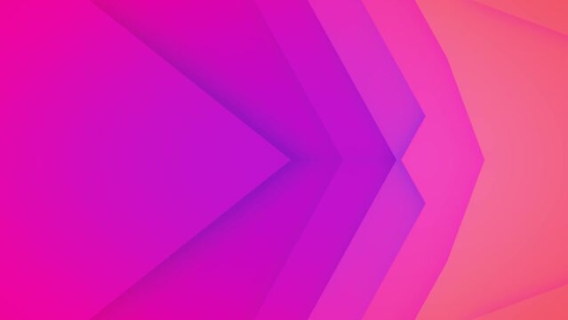 Abstract moving pastel neon orange, bright pink, magenta, purple triangles. Shape of angle. Colorful geometric 2D animation for intro, opener, cover. Morphing motion. Sunset colors gradient background