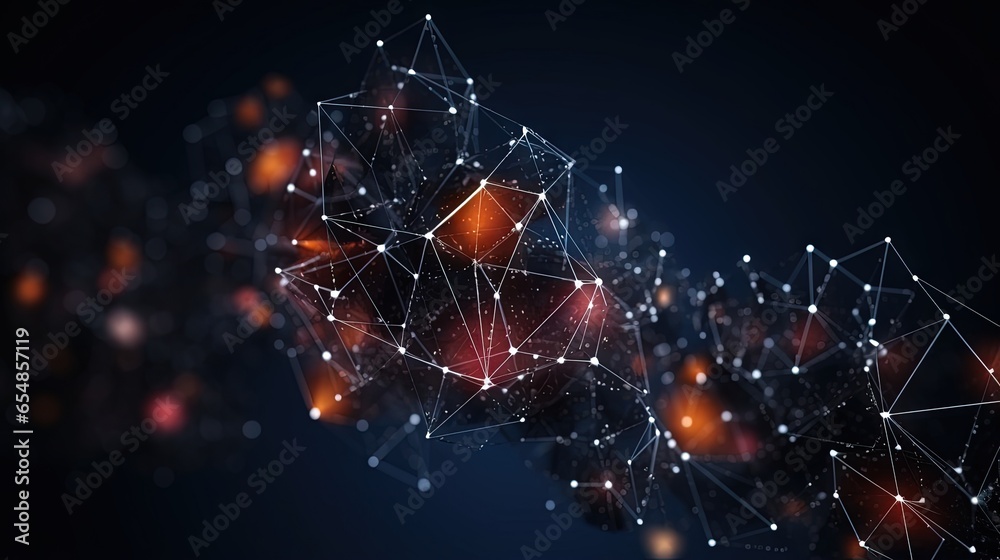 Leinwandbilder ai generated wireframe representing low poly abstract space in 3d