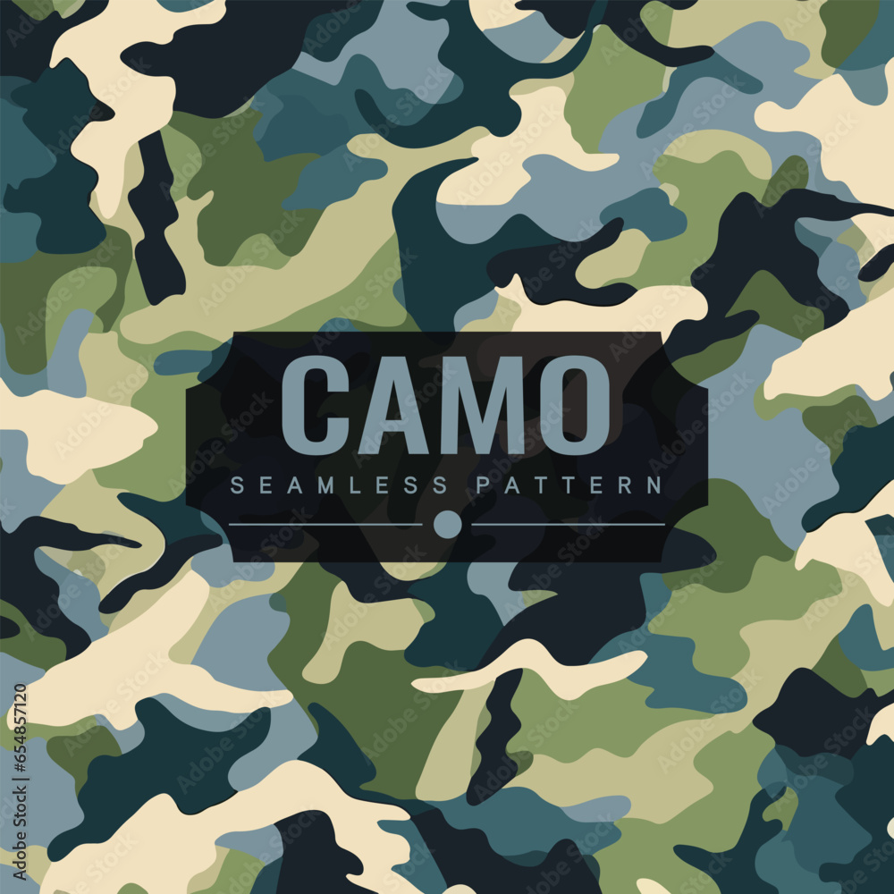 Wall mural military camouflage seamless pattern