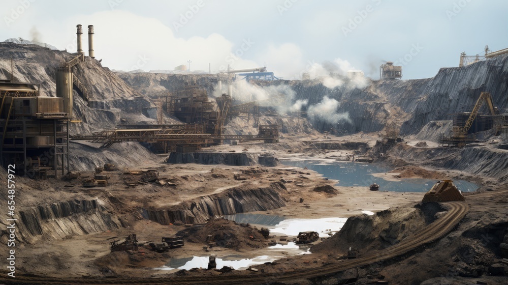 Poster Overall perspective of an open pit mining site