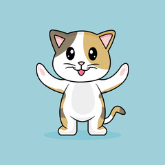 Funny cartoon Cats. Cute Triple Striped Cat Vector Design