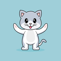 Funny cartoon Cats Cute Gray Cat Vector Design