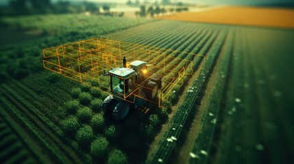 AI data analysis icons enhancing efficiency in futuristic agriculture digitized eco friendly and sustainable harvesting concept