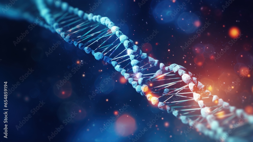 Poster dna strands on abstract science background